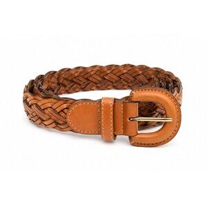 Braided Genuine Leather Woven Belt Tan Brown Boho Western Size L
